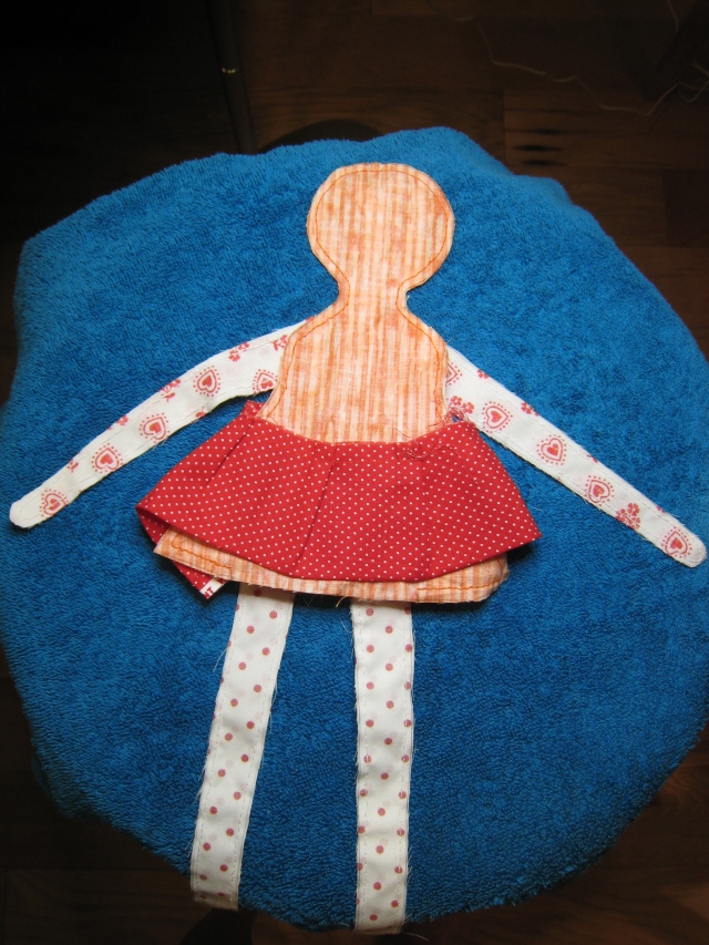 They're inside-out and not filled, but maybe you can see the beginnings of our Long-Legged Lulu doll?