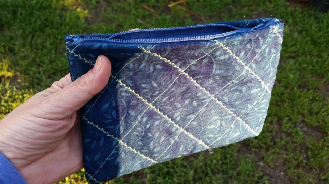 My first zipper bag (complete with trick cover-up stitching on this side)